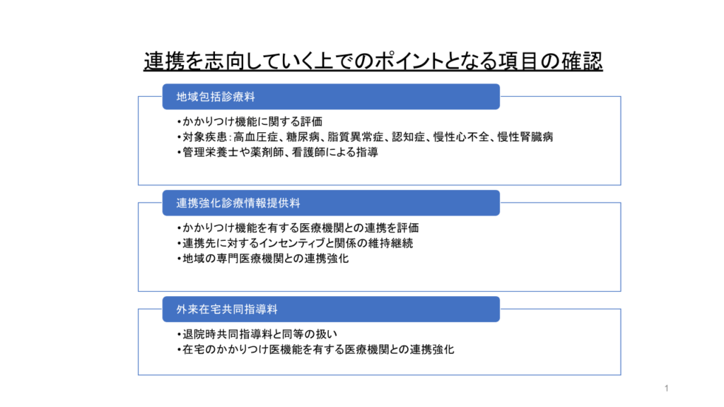 連携を志向していく上でのポイントとなる項目の確認