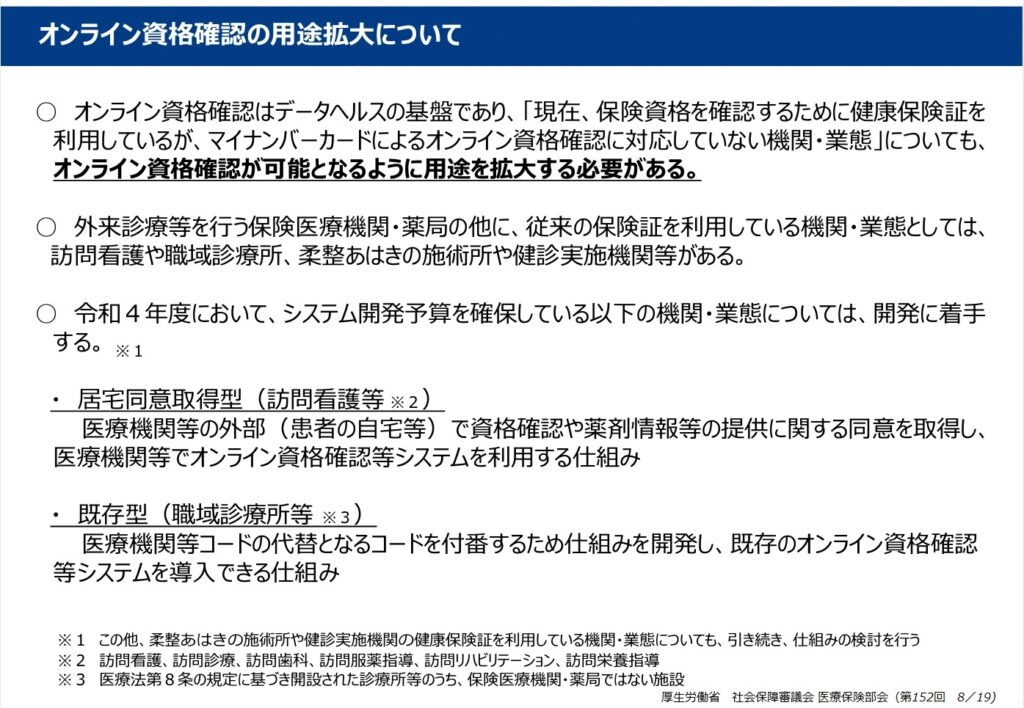 オンライン資格確認の用途拡大について